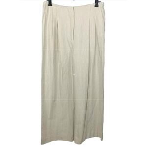 TopShop Herringbone Lightweight Wide Leg High Waist Trousers Sz 10 Oatmeal NWT